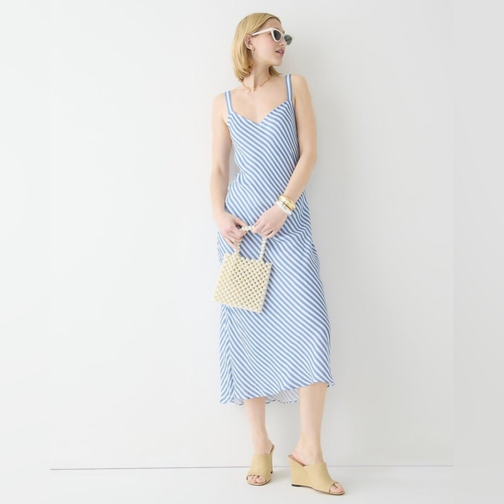 Jcrew blue striped slip dress